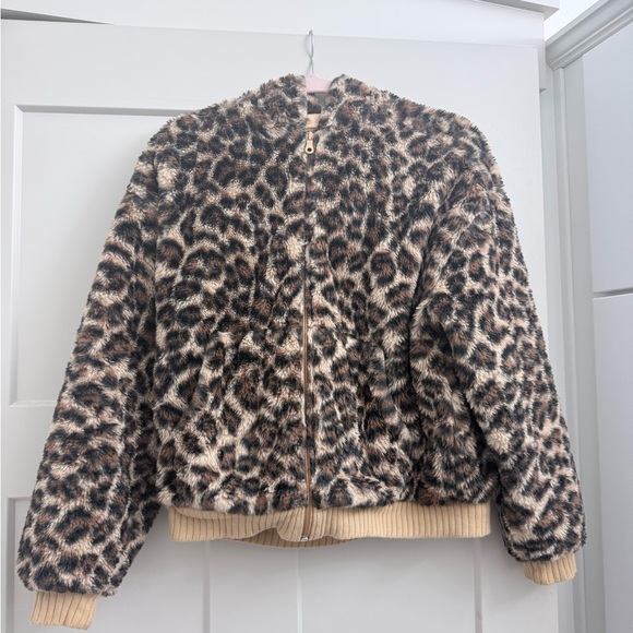 aerie Jackets & Blazers - Aerie Leopard Print Teddy Jacket